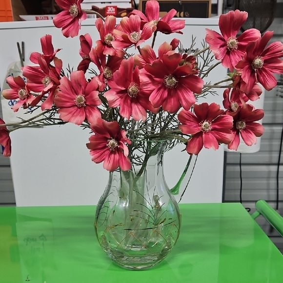 Other - Vintage Handblown Glass Pitcher W/ Flowers